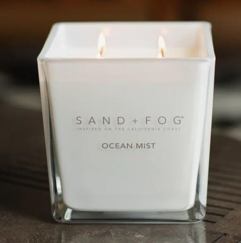 SAND + FOG 57oz Scented Soy Wax Blend Glass Candle Made with Essential Oils (Feu De Bois) in Saudi Arabia