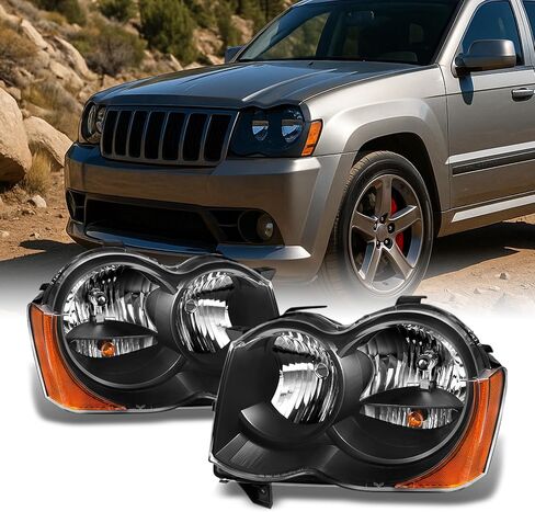 AKKON - For Jeep Grand Cherokee Halogen Type Black Headlights Driver and Passenger Side Replacement Set in Saudi Arabia