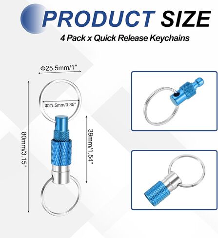Meccanixity Quick Release keychain سلسلة مفاتيح قابلة للانفصال الربيع المنسدلة ذات حامل حلقة المفتاح دوار انقسام مع حلقات مزدوجة in Saudi Arabia