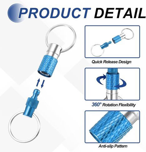 Meccanixity Quick Release keychain سلسلة مفاتيح قابلة للانفصال الربيع المنسدلة ذات حامل حلقة المفتاح دوار انقسام مع حلقات مزدوجة in Saudi Arabia