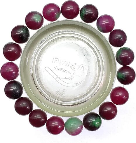 GEMZ Natural Ruby Zoisite 8 مم جولة ناعمة الخرز القابلة للتمديد 7 بوصة شفاء/التأمل/الرخاء in Saudi Arabia