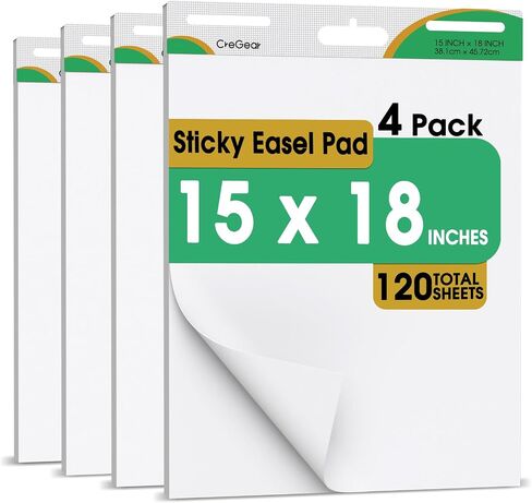 Sticky Easel Pad, 25 x 30 Inches, 1 Pack 30 Sheets/Pad, Large White Sticky Easel Paper for Office and Classrooms, Flip Chart Paper for Teachers in Saudi Arabia