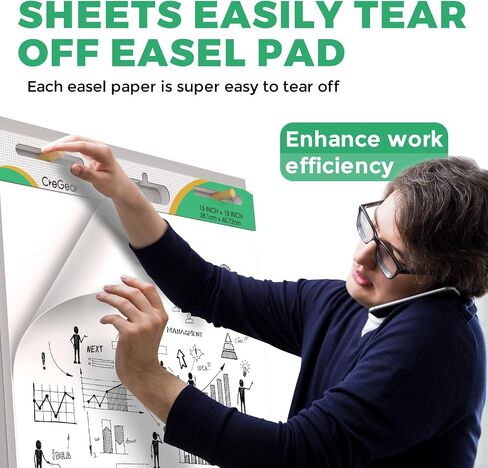 Sticky Easel Pad, 25 x 30 Inches, 1 Pack 30 Sheets/Pad, Large White Sticky Easel Paper for Office and Classrooms, Flip Chart Paper for Teachers in Saudi Arabia