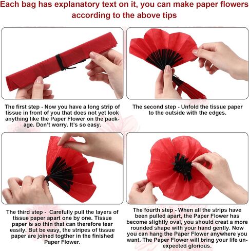 Willbond 30 PCS Halloween Red Poppy Flowers Boppies زهور مزيفة كبيرة لمحاربي عيد ميلاد الشرير يوم الكرنفال إلى خلفية الحفلة المدرسية (6،8،12 بوصة) in Kuwait