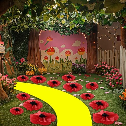 Willbond 30 PCS Halloween Red Poppy Flowers Boppies زهور مزيفة كبيرة لمحاربي عيد ميلاد الشرير يوم الكرنفال إلى خلفية الحفلة المدرسية (6،8،12 بوصة) in Kuwait