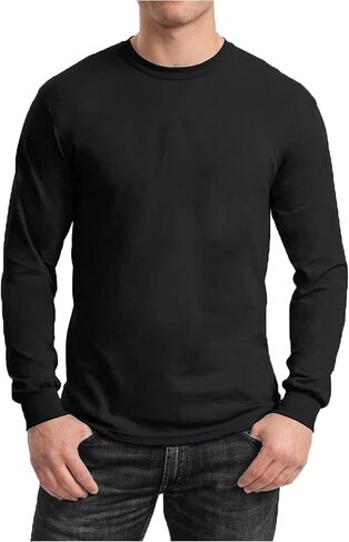 Galaxy by Harvic Men's Long Sleeve Crew Neck T-Shirts – Soft Cotton Blend, Semi-Fitted, Versatile Layering Tees in Saudi Arabia