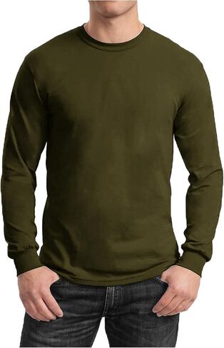 Galaxy by Harvic Men's Long Sleeve Crew Neck T-Shirts – Soft Cotton Blend, Semi-Fitted, Versatile Layering Tees in Saudi Arabia