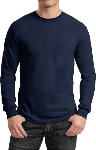 Galaxy by Harvic Men's Long Sleeve Crew Neck T-Shirts – Soft Cotton Blend, Semi-Fitted, Versatile Layering Tees in Saudi Arabia