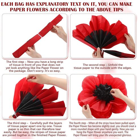 Willbond 30 PCS Halloween Red Poppy Flowers Boppies زهور مزيفة كبيرة لمحاربي عيد ميلاد الشرير يوم الكرنفال إلى خلفية الحفلة المدرسية (6،8،12 بوصة) in Kuwait