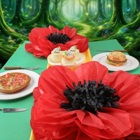 Willbond 30 PCS Halloween Red Poppy Flowers Boppies زهور مزيفة كبيرة لمحاربي عيد ميلاد الشرير يوم الكرنفال إلى خلفية الحفلة المدرسية (6،8،12 بوصة) in Kuwait