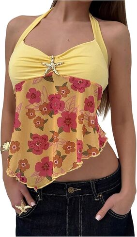 Milumia Women Floral Halter Top Y2K الخروج in Saudi Arabia