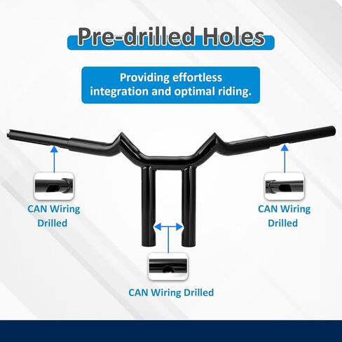 Wsays 14 "Rise Handlebar T Bar 1-1/4 '' Diameter Sharp متوافق مع Harley Sportster XL 883 1200 Softail Dyna Touring Road King 1996-2024 ، Gloss Black in Saudi Arabia