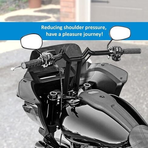 Wsays 14 "Rise Handlebar T Bar 1-1/4 '' Diameter Sharp متوافق مع Harley Sportster XL 883 1200 Softail Dyna Touring Road King 1996-2024 ، Gloss Black in Saudi Arabia