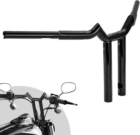 Wsays 14 "Rise Handlebar T Bar 1-1/4 '' Diameter Sharp متوافق مع Harley Sportster XL 883 1200 Softail Dyna Touring Road King 1996-2024 ، Gloss Black in Saudi Arabia