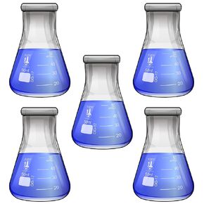 50ml Narrow Mouth Erlenmeyer Flask, Borosilicate Glass, Heavy Duty Rim, Thick Wall, Karter Scientific 213G46 (Pack of 5)