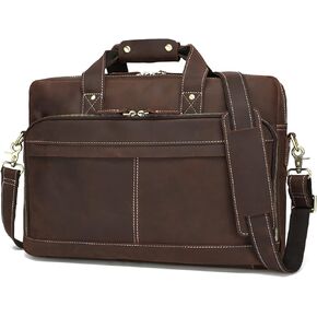 حقيبة جلدية محببة بالكامل للرجال حقيبة كمبيوتر محمول عتيقة مقاس 17 بوصة حقائب كتف للكمبيوتر المحمول in Kuwait