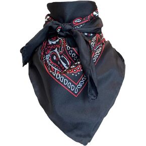 Black Bandana Wild Rag Silk, 34.5" x 34.5"