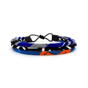 Kente and Mali Print Headband | Blue, Black, Orange and White | African Headband | Cloth & Cord
