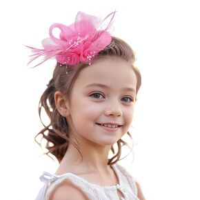 Girls Elegant Tea Hats - Pink Hats with a Flower for Tea Party, Mini Hats Hair Clip For Girls Children Tea Party Kentucky Derby Party