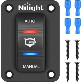 Nilight Auto Manual Rocker Switch Bilge Pump Switch Panel with LED 4 Pin On Off ON SPDT switches 20A/12V 10A/24V Switch for Marine Boat Yacht Caravan Fishing Boat Vessel RV Camper, 2 Years Warranty