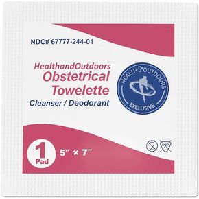 Obstetrical Hand & Body Cleansing Individually Wrapped Towelettes (125 Count) 5 x 7 inch Wet Napkin Wipes Benzalkonium First-Aid Wound Care (HAO-OBTOWELS-125CT)