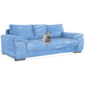 Plastic Couch Cover for Furniture Clear Thicker Plastic Sofa Cover Moving Anti-Scratch Couch Protector for Cats Vinyl Slipcover Heavy Duty Waterproof Couch Covers