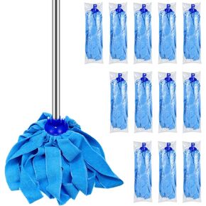 12 Pcs Microfiber Mop Heads Replacement Cotton Cloth Mop Refill for 0.8" Diameter Mop Handle Floor Cleaning Wet Dry Mop Head Refills for Industrial Commercial Cleaning(Blue)