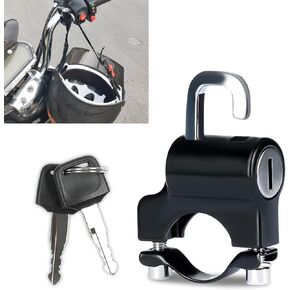 1 PC Motorcycle Helmet Antitheft Lock, Multifunctional Hanging Storage Hook Anti-Tamper Security Lock with 2 Keys, Waterproof Rustproof Fix Helmet Accessory, Universal for Motorcycles (Black)