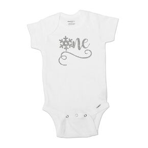 Winter Onederland 1st Birthday Girl Outfit, Snowflake Onesie First Birthday, Silver Glitter Sparkly Let It Snow Bodysuit 510 (12 Month Long Sleeve Bodysuit)
