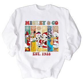 Mickey and Co Christmas Shirts for Kids Graphic Toddler Christmas Outfit for Baby Girl and Boys long Sleeve Shirts Cartoon Toddler Christmas Sweater Xmas Sweater Winter top Custom Sweatshirts (4T)