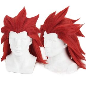 Man's Long Red Special Shape with beard Cosplay Wig for Anime (no need processing)