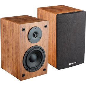 LP1 Powered Bluetooth Bookshelf Speakers Pair - Turntable, Record Player, Stereo Speaker - 30 Watt x 2-2.0 Stereo Studio Monitor Speakers - Wood Finish - 4" Paper Cone Woofer, Active Speakers, Wired
