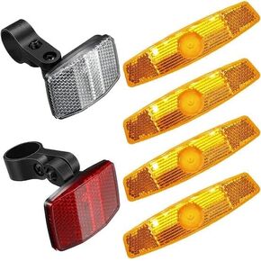 6 PCS Bike Front and Rear Reflectors Kit Bicycle Light Reflectors Bike Safety Warning Reflectors Cycling Accessories for Handlebar and Night Cycling(Red and Yellow)