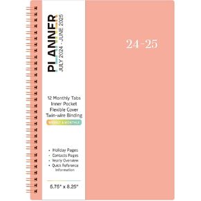 2024-2025 Planner - Planner 2024-2025 July 2024 - June 2025, 2024-2025 Planner Weekly and Monthly with Tabs, 2024-2025 Calendar with Flexible Cover, A5 Thick Paper, Twin-Wire Binding, Black