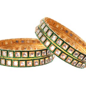 Jewar Mandi Bangles Fashion Jewelry Indian Bollywood Faux Kundan Floral Gold Plated Meena Work Bracelet Kada Jewelry for Women & Girls