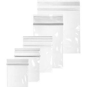 GPI - 400 Pack, 2 Mil Thick, Plastic Reclosable Combo Zip Snack Bags, 4 Assorted Sizes, 3" x 3", 4" x 4", 5" x 5", 6" x 6" Resealable Zip Top Lock For Snack, Sandwhich, Food, Packaging & Shipping.
