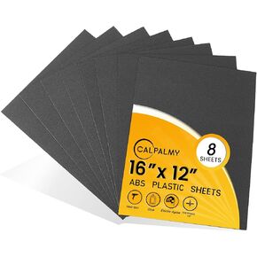 (8 عبوات) صفائح بلاستيكية CalPalmy ABS (أسود) - صفائح بلاستيكية مقاس 16 بوصة × 12 بوصة × 1/8 بوصة - أسطح مزخرفة (أمامية) وغير لامعة (خلفية) - أكثر مرونة وقابلة للتشكيل من صفائح الأكريليك - للحرف اليدوية والديكورات in Kuwait