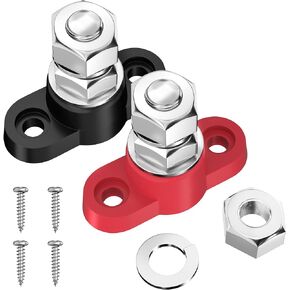 Joinfworld 5/16" Bus Bar 12V 200A Battery Wire Power Distribution Terminal Block M8 Dual Studs Junction Block Post Positive&Negative Busbar for Auto Car Marine Boat