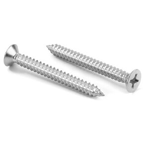 #6 x 3/8" Flat Head Sheet Metal Screws Wood Screws, Self Tapping, Stainless Steel 18-8 (304), 100 PCS