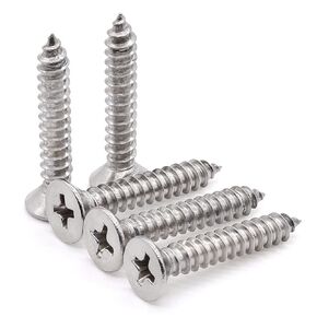 Glvaner #4 x 3/4 inch Flat Head Wood Screws Sheet Metal Screw 100 pcs 304 Stainless Steel 18-8 Self Tapping Screw