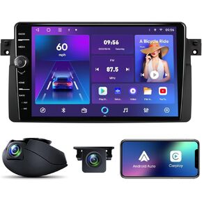 5G WiFi 8Core متوافق مع أنظمة الصوت BMW 3 Series E46 1999-2005 راديو ستيريو للسيارة مع Carplay&Android Auto/Airplay/Mirroring/1080P SWC (5GWiFi (8Core-3+32)) in Kuwait