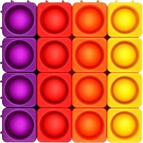 Premium Silicone Pop Fidget Blocks for Endless Joy and Education - Vibrant Pop Blocks for Imaginative Play and Puzzle Games-Toy Gift for Kids(16PCS-2)