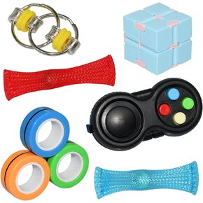 Sensory Fidget Toys Set Pack with Infinity Cube, Magnetic Rings, Fidget Gaming Pad, Flippy Chain and More, Relieve Stress and Anti-Anxiety for Kids and Adults Christmas and Easter Gifts