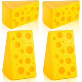 4 Pieces Cheese Stress Toy Yellow Fake Cheese Anxiety Relieve Cheese Toy Release Stress Block of Cheese Toy Elastic Foam Cheese Block