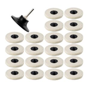 DZQ 20pcs 3" Compressed Wool Fabric QC Polishing Buffing Wheel for Drill and 1Pcs Disc Pad Holder Set with 1/4" Shank Drill Polishing Kit for Metal Surface Polishing and Buffing Projects