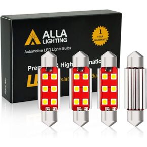 Alla Lighting 4x41mm/42mm 211-2 578 LED Bulbs, White CAN-Bus 212-2 569 6413 Festoon Interior Lights Super Bright Dome, Map, Trunk, Courtesy Light Replace Cars Trucks, 6000K Xenon