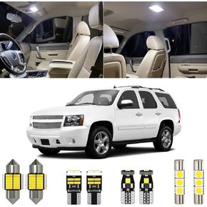 15 Piece 6000K White LED Interior Light Kit Package Replacement for Chevy Chevrolet Tahoe/Suburban, GMC Yukon 2007 2008 2009 2010 2011 2012 2013 2014, with Placement Diagram and Install Tool