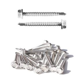 100pcs #8 x 3/4" Stainless Hex Washer Head Self Drilling Screws, 410 Stainless Steel Full Thread Sheet Metal Tek Screws