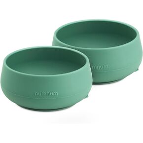 NumNum Suction Bowls | Extra Strong Suction | Non-Slip Design | Durable 100% Food Grade Silicone BPA-Free | for Babies & Toddlers 4 months+, 2 Baby Bowls (Green)