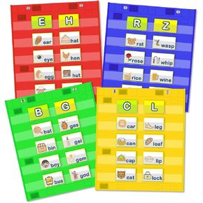 EAMAY Classroom Magnetic Pocket Chart for Kids, Mini Double-Sided Pocket Charts for Teachers Fits 3" Sentence Strips and Cards(14" x 17") (4)